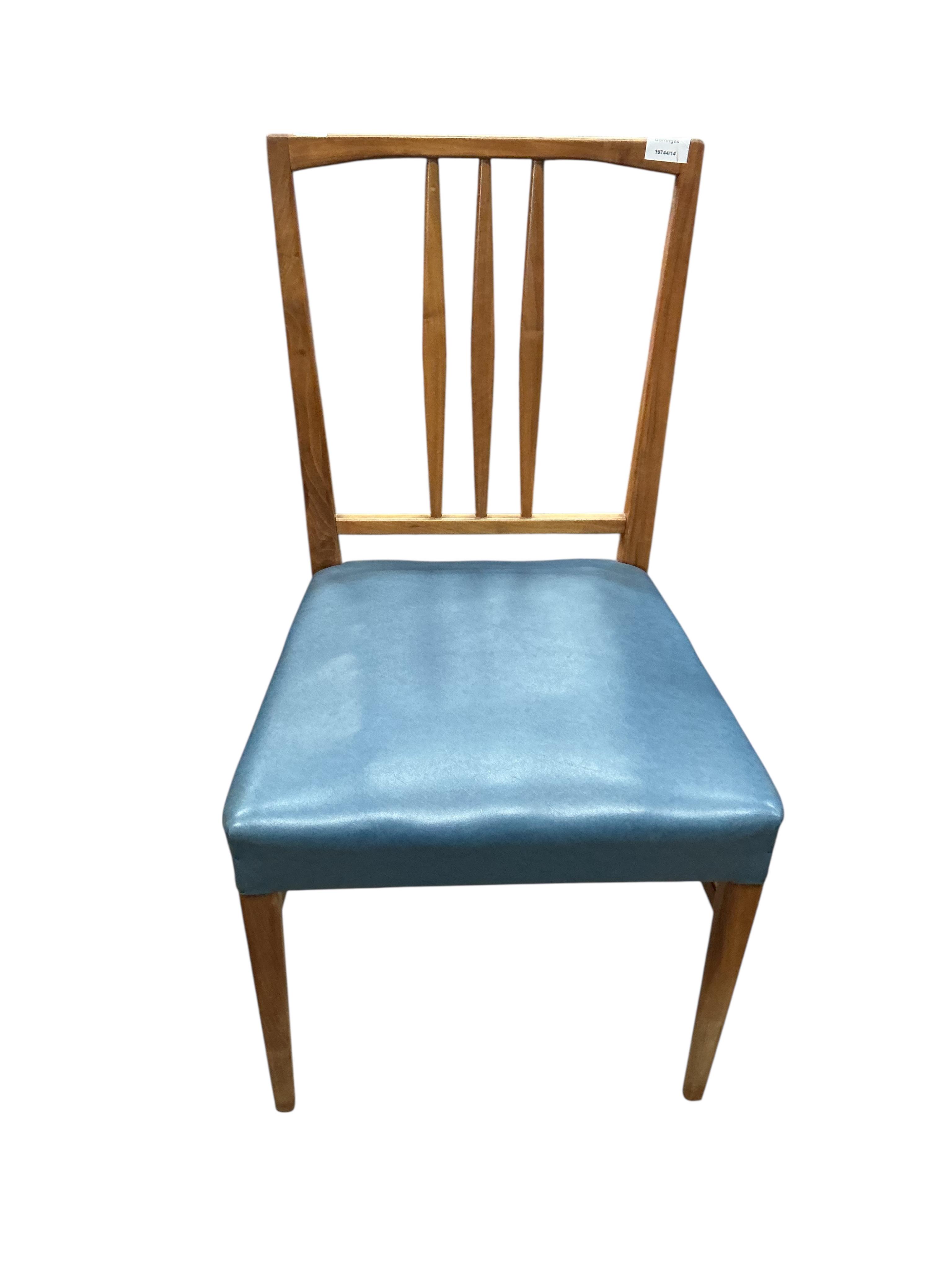 A set of four Gordon Russell mid century teak dining chairs, width 46cm, depth 44cm, height 85cm